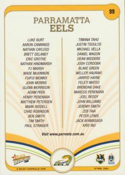 2006 Select Invincible #99 Parramatta Eels Logo Back